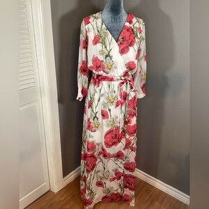 New York & Company Floral Chiffon Maxi Dress Size 2